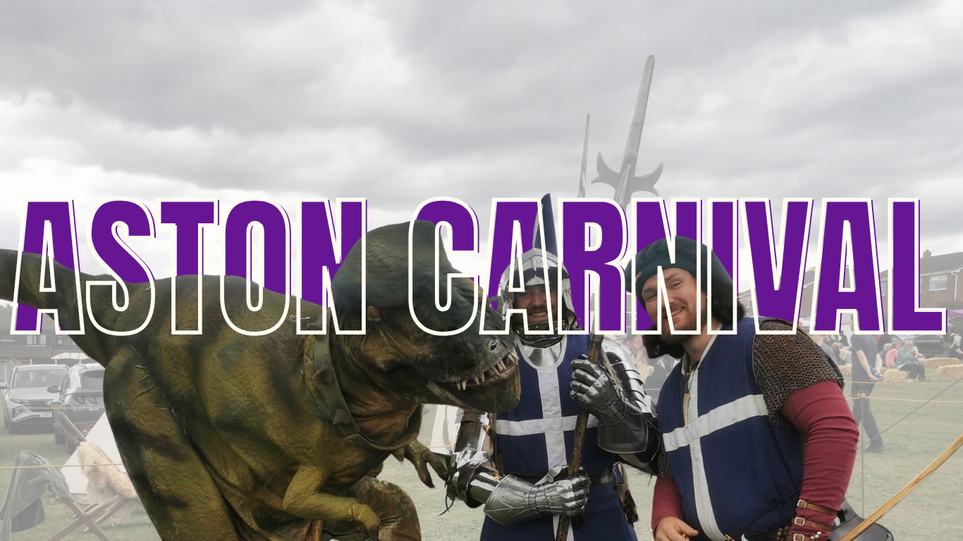 image text "Aston Carnival" overlays carnival imagery