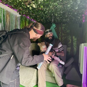 adults entertain baby with sensory toys
